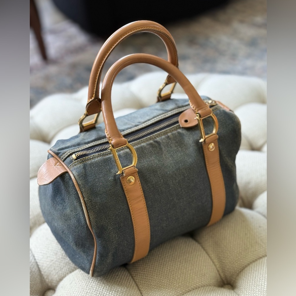Vintage Christian Dior Denim Small Boston Bag